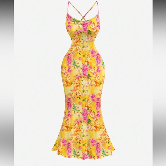 Floral Yellow Maxi Dress - Picture 1 of 4